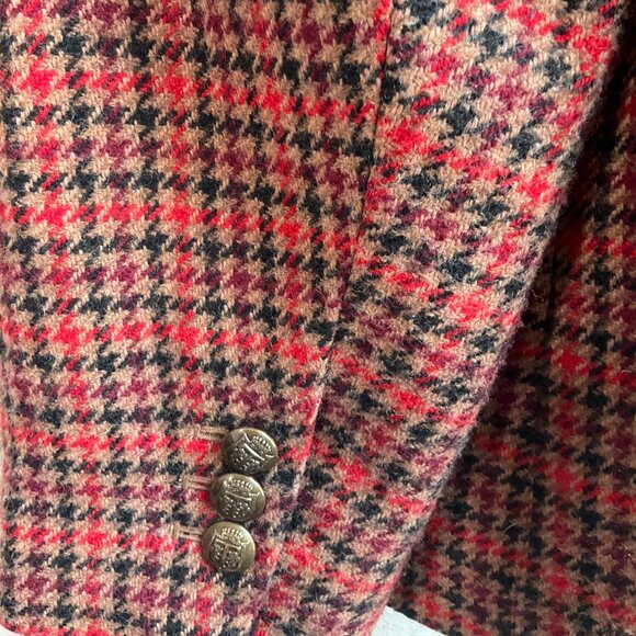 Talbots 20W Aberdeen Blazer Houndstooth Wool Bl Burgundy Old Money Classic - Picture 4 of 14